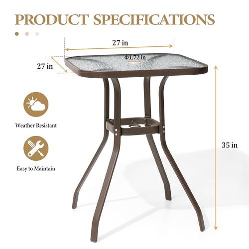 Crestlive-Products-Outdoor-Bar-Table-with-Umbrella-Hole-Patio-Dining-Bistro-Table-with-Aluminum-Frame-Tempered-Glass-Top-Outside-Banquet-Furniture-for-Garden-Pool-Deck-Lawn-Brown Crestlive Products Outdoor Bar Table with Umbrella Hole Patio Dining Bistro Table with Aluminum Frame Tempered Glass Top Outside Banquet Furniture for Garden Pool Deck Lawn Brown