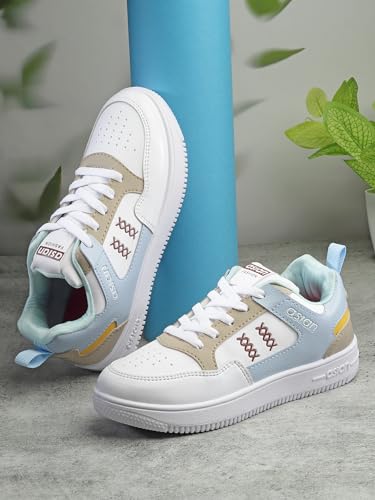 Image of ASIAN Women's Trendy-03 White Casual Sneaker Shoes with Ultra Soft Cushion Lightweight Lace-Up Shoes for Women's & Girl's