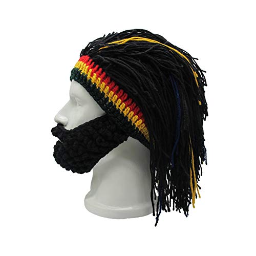 Image of Funny Rasta Wig Beard Hats Knitted Jamaican Rasta Beanie Hat with Dreadlocks Christmas Halloween for Men Women