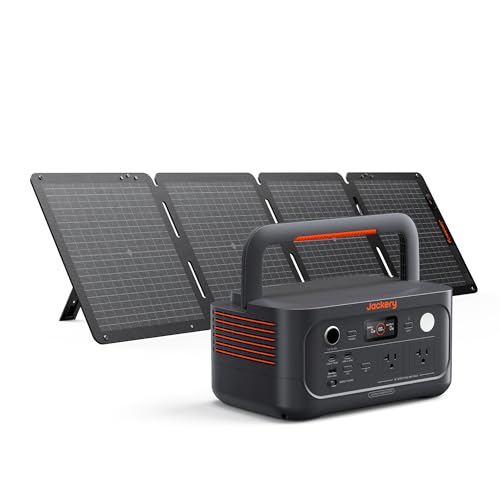 Jackery Explorer 500 v2 Solar Generator and 100W Solar Panel, 512Wh LiFePO4 Battery, 500W AC/1000W Peak, Solar Generator for Camping, Outdoors, and Power Outages E500v2+100W Solar Panel