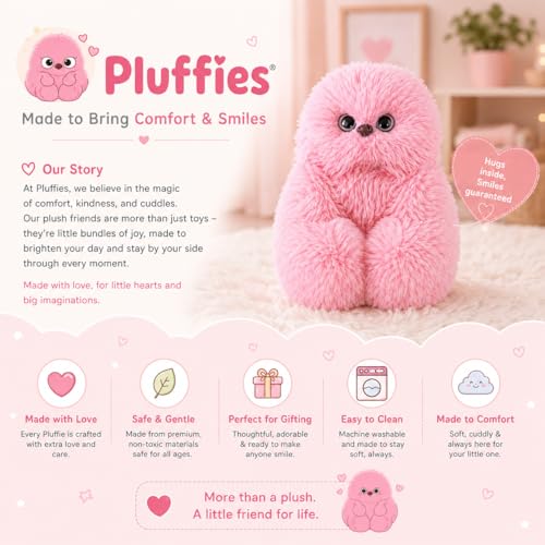 Image of MONEX Garments Cute Fluffy Plush Toy Set for Kids, Soft Kawaii Stuffed Animal Doll for Bedroom Decor & Gift, Purple Pink White Plushies