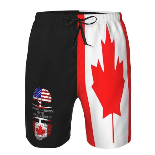 Canada Flag Men's Swim Trunks Beach Shorts Drawstring Quick Dry Running Shorts with Pockets4