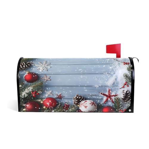 SUABO Mailbox Cover Christmas Decoration Wood Standard Magnetic Mailbox Covers Wraps for Christmas Home Yard Garden Decor