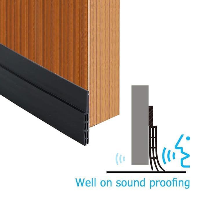 Image of 1-Meter | Silicon Door Bottom Sealing Strip | Self Adhesive Door Gap Filler Rubber | Bottom Sealing Strip Guard | Protector from Cockroach, Insect, Bugs, Air & Dust (Black)