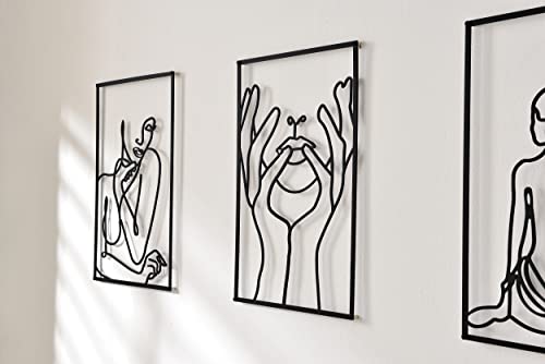 Deatee 3 Packs Metal Wall Decor, 0.12''Thicker Minimalist Wall Decor Art, Black Metal Wall Art, Modern Abstract Female Single Line Wall Sculptures For Bedroom And Living Room (18.0 X 12.0 Inches) #TOP3