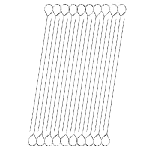 Jooehyer 20 Brochetas Metálicas de Acero Inoxidable para Barbacoa, Reutilizables, de 30 cm, para Freidora de Aire, Parrilla, Horno y Barbacoa.