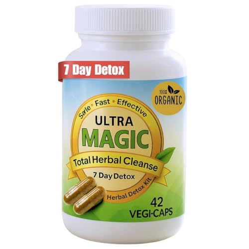 Magic Detox 7 Day Cleanse - Full Body Detox for Toxin Rid, Gut, Kidney & Liver Cleanse - Natural Herbal Detoxify and Cleanser - Non-GMO, Lab Tested, Made in USA - 42 Veg Capsules