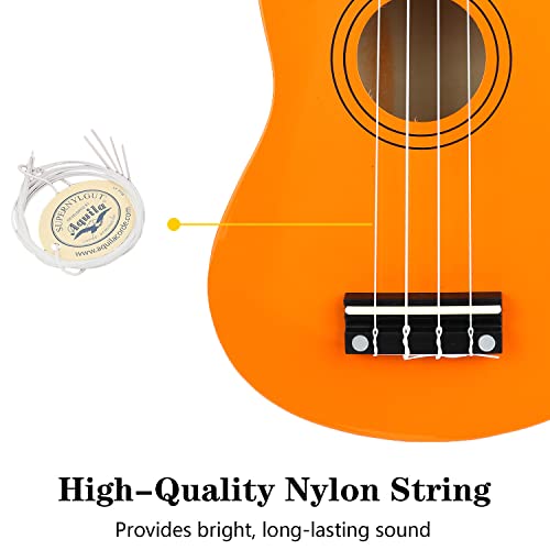 Amdini ES-U001C-ORANGE 21 Inch Soprano Ukulele Basswood Acoustic Mini Guitar thumb #3