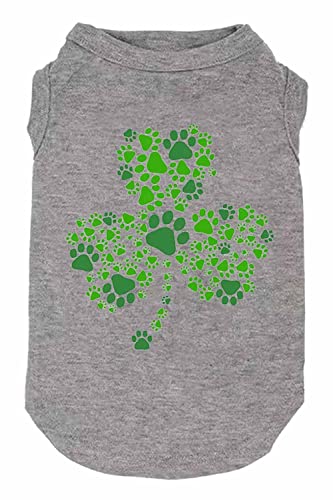 Dog Apparel Lucky Boy Letter Print Clover Shirts For Small Large Dog Vest Puppy Gift St Patrick's Day Costume (Medium, Grey02) #TOP9
