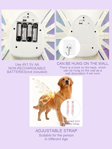 Alas Luminosas para Perros con Luces LED, Disfraz LED para Perros Medianos y Grandes miniatura 6
