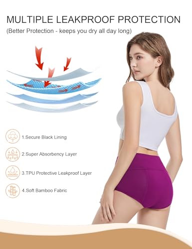 Image of ECO PERIOD Heavy Flow Period Underwear for Women Leakproof Period Panties | Menstrual Underwear for Teen, All-Day Long - Overnight Protection, Women's Postpartum High Waist Brief, Absorb up to 50ML