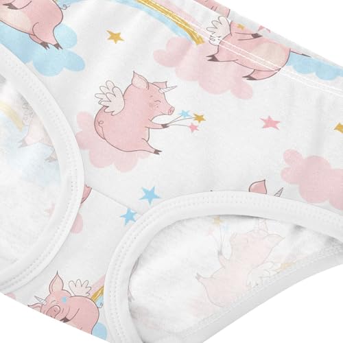 Wusikd Cute Pig Unicorn Girls' Underwear Cotton Rainbow Star Girls Briefs Soft Toddler Underwear 3T4
