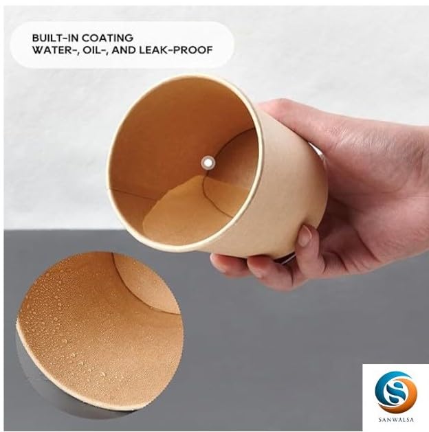 Image of [750 ml, 25 Count, Brown Disposable Kraft Paper Container with Lid | Eco-Friendly Bowl /Tub for Picnic, Travel, Food Truck | Ideal for Both Hot & Cold Food