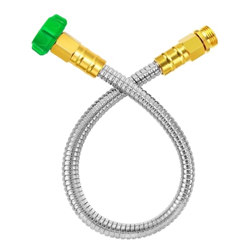 Manguera de jardín de 2 pies de 3/4 pulgadas con capacidad de flujo de agua de alta presión para grifos al aire libre y conector de aspersor, conector de manguera de jardín de acero inoxidable