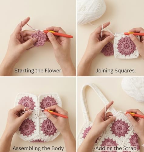 Image of Itsy Bitsy DIY Make Your Own Crochet Tote Bag Kit | Beginner Friendly Crochet Craft Set | Create Reusable Handmade Shopping Bag | Complete DIY Hobby Gift Box