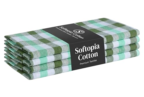 Image of Checked Kitchen Towels 4 Pack, 18 inchx26 inch, 100% Cotton, Absorbent Dish Towels for Kitchen Drying, Reusable Dishcloths for Cleaning, Quick Dry Wash Rags - Mint Green, Aqua Green, White