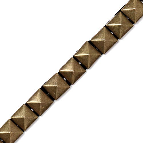 2-Yards 10Mm (3/8'') Hot Fix Pyramid Stud Nailhead Trim, Metal Iron-On Nailhead Trim, Tr-11013 (Antique Gold) #TOP18