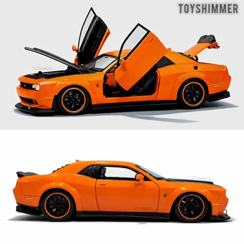 Image of Hellcat 1:32 Scale Dodge Challenger Die-Cast Metal Toy Model Car for Kids - Pull Back Mechanism, Birthday Gift for 3+ Year Old Boys (Hellcat Orange)