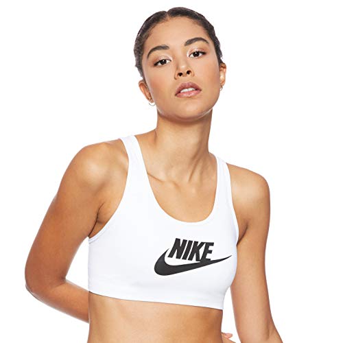 Nike Women’s Swoosh Futura Sports Bra (S, White)