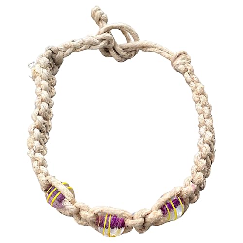 BlueRica Extra Large Hemp Necklace with Striped Glass Beads2