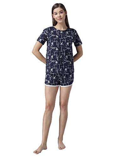 Image of KOTTY Cotton Printed Women's Night Shorts (PrintedBlue,34)