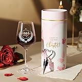 AW BRIDAL Happy 60th Birthday Gifts for Women or Men, Personalized 1965 Vintage Wine Glass Gift Set for Birthday Decorations Ideas, Born in 1965 Gifts for Mom Dad Grandpa Grandma Friends Coworkers