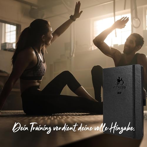 BIROYAL Trainingstagebuch PRO für Hochintensiv-Trainierende, Täglicher Platz für 12 Kraftübungen & 5 Cardio-Sessions, Undatierte Trainingsbuch A5, Ledereinband schweißfest, Workout Gym Buch für Gym