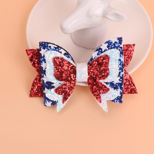 Pinzas para cabello con moños glitter patrióticos 2 piezas miniatura 2