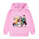 [WPOKXNZ] 鬼滅の刃 パーカー 長袖シャツ スウェットパーカー 子供用 プルオーバー ユニセックス ジュニア かわいい柄 柔らかい カジュア 保温 トップス 140CM