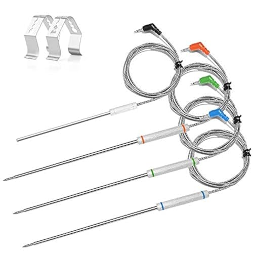 4-Pack Upgraded Replacement Probe Kit for Thermopro TP20 TP930 TP829 TP25 TP27 TP28,Ultra Accurate Fast Meat Temperature Ambient Probe for TP20 TP17 TP-27 TP17H TP930 TP829 TP826 TP28 with Probe Clip