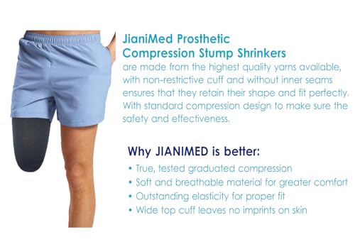 Image of Far-Infrared Prosthetic Stump Shrinkers - Above Knee, 35cm, Amputee Socks, Blood Circulation, Thermal Regulation, 20-30, Daily use, Taiwan Excellence M