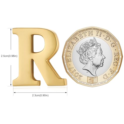 Image of HONEY BEAR Mens Womens Initial Alphabet Letter Lapel Pins Collar Badge Brooches for Business Wedding Graduation Gift Matte Gold 0.59 inches
