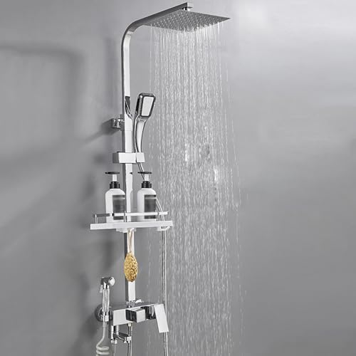 Baignoire de douche ensemble de douche mural avec robinet réglable et poignée chromée solide