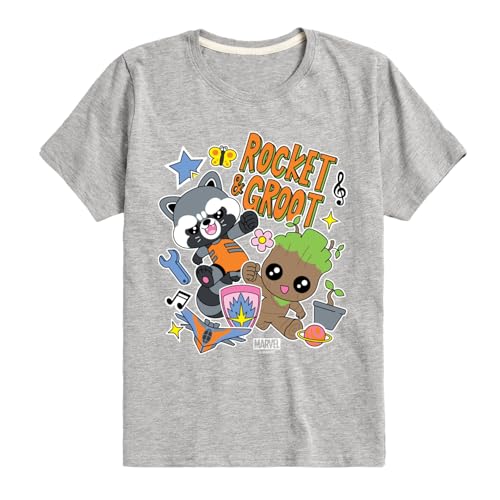 Marvel Guardians of The Galaxy - Groot and Rocket Sticker Styles - Toddler and Youth Short Sleeve Graphic T-Shirt