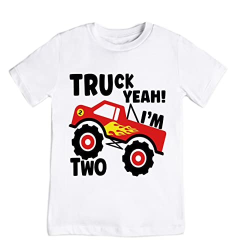 Monster truck boys truck yeah I'm two 2nd birthday shirt monster truck birthday truck shirt truck birthday birthday boy truck party (3T)