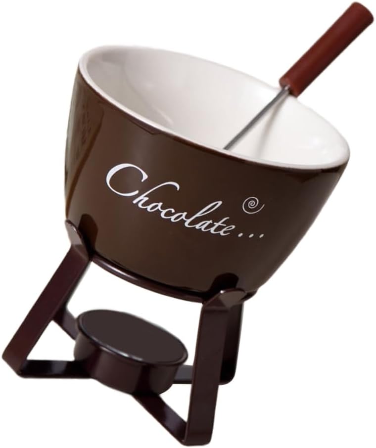 Fondue Pots Set with Fork for Chocolate,Cheese Tealight Porcelain Melting Pots