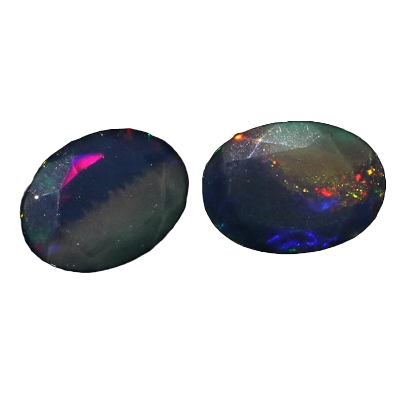 Opale noire éthiopienne ovale facettée 7 x 5 mm pour fabrication bijoux