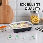 Paquet de 50 32 oz Conteneurs de préparation de repas avec lids, étanches aux fuites & Contenants pour aliments sains, Micro-ondes, Congélateur, Lave-vaisselle Conteneurs pour aliments sûrs, pour emporter les aliments en plastique