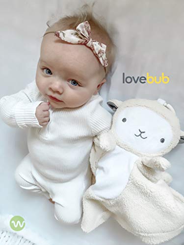 Wavhello Lovebub Sound & Light Baby Security Blanket Lovey, Plush Lullaby Music Player, White Noise Soother & Soft Night Light, Machine Washable - Lou The Lamb (White Minky, 18") #TOP4