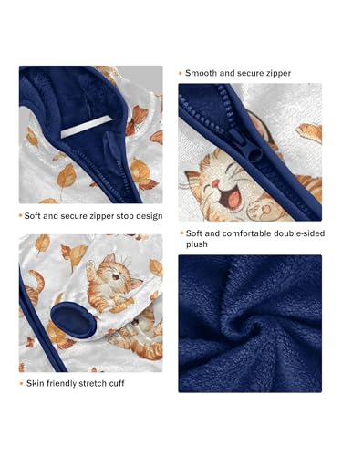 Orange Cat and Butterfly Girls Fleece Jacket Girls Fall Jacket Boys Coats Zip Up Hoodie Children Sherpa Warm Outerwear 2-10T3