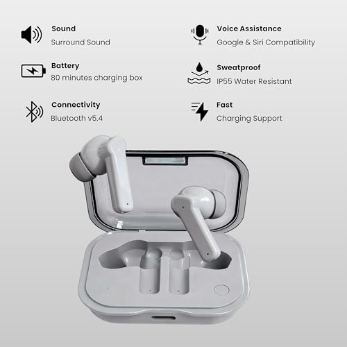 Image of Futopia Wireless Nothing Ear Earpods with Charging Case | Bluetooth 5.4 Earbuds, 11mm Drivers, Type-C Fast Charging, HD Sound & 3-4H Playtime (FGTWSNOEAR) (Gray)