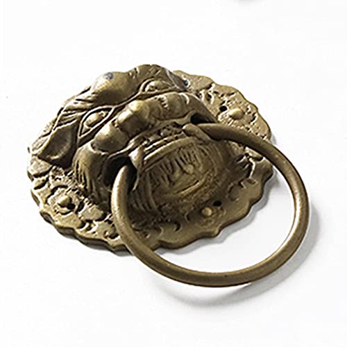 Antique Head Cabinet Door Handle Chinese Bronze Drawer Pull Ring Pure Copper Lion Head Door Knocker Rustproof (Color: A) (A) (C) #TOP2