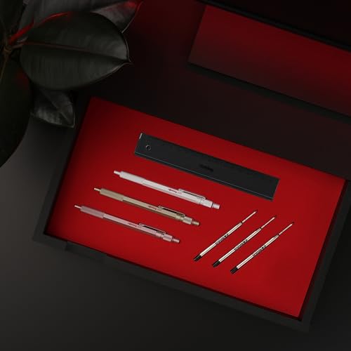 Image of Rotring 600 Metallic Metal Ballpoint Pen, Medium Point, Black Ink, Pearl White Barrel, Refillable, 1 Count - Smooth Writing, Style, Comfort, Non-Slip Grip