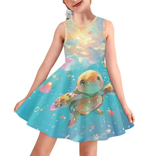 ZDCUSTOM Pink Sleeveless Casual Skater Dress, High Waist, Above the Knee, One Size, Girls 3-16 Years2