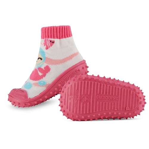 Baby Girls Slippers - Baby First Walking Non Skid Slipper Socks - Premium & Comfortable Toddler House Slippers, Kids Essentials - Pink Mermaid - 12 Months3