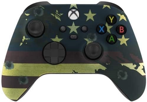 Xbox Modded Rapid Fire Soft Touch Controller - Includes Largest Variety of Modes -Jump Shot, Drop Shot, Quick Aim, Auto Aim, Quick Scope - Master Mod - USA Red White Blue (Flag)