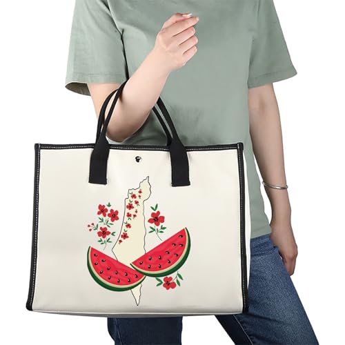 Image of JXGZSO Watermelon Palestine Tote Bag - Free Palestine Flag Shopping Bag Support Gift