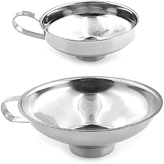 2 Pack Stainless Steel Wide-Mouth Funnel with Handle, Jam Funnel Canning Funnel, Easy Fill Kitchen Funnel for Regular and Wide Mouth Jars Transfer of Liquid Fluid Dry Ingredients and Powder