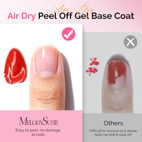 Image of MelodySusie Air-Dry Peel Off Base Coat Cuticle Oil Top Coat | 3Pcs Beginner Friendly Gentle Protection for Nails,essential for Home DIY and Nail Salon