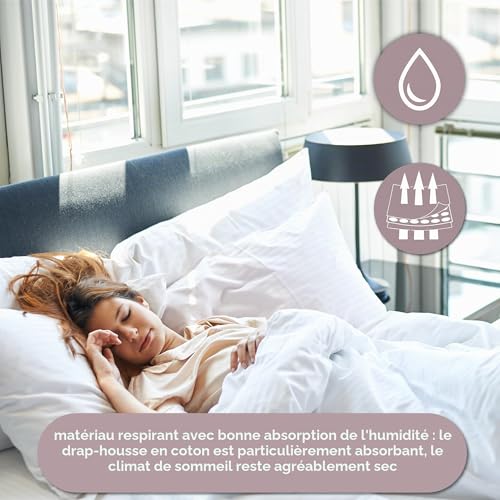 Drap plat lit simple double canapé bed sheets coton 100x200 blanc - 6